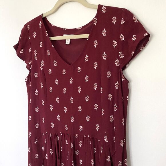 Garnet Hill V Neck Dropwaist Boho Style Cap Sleeve Summer Day Printed Dress Sz 4 - Picture 10 of 14